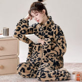 Women’s Leopard Print Fleece Pajama Set