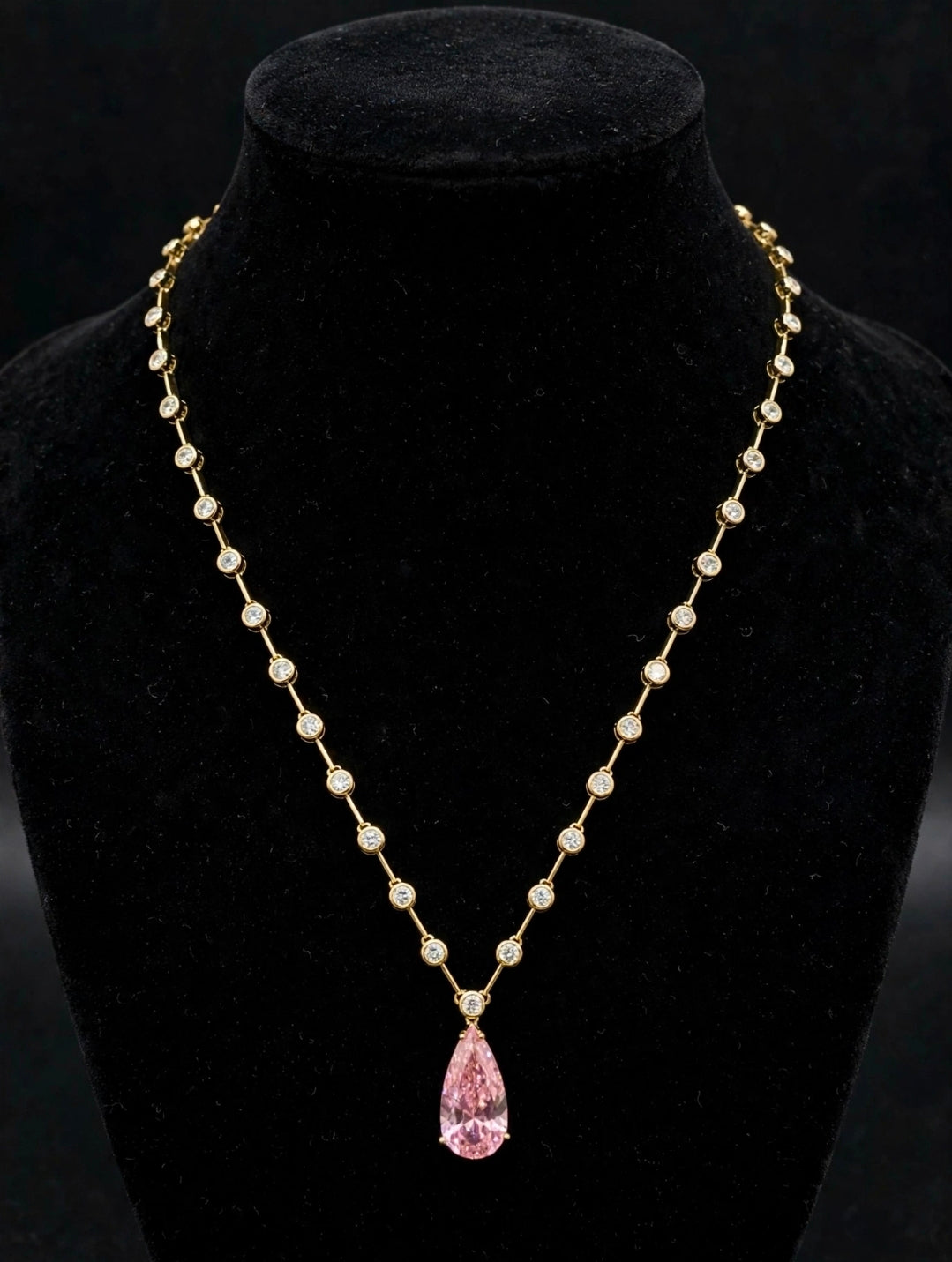 Rosé Teardrop Tennis Necklace