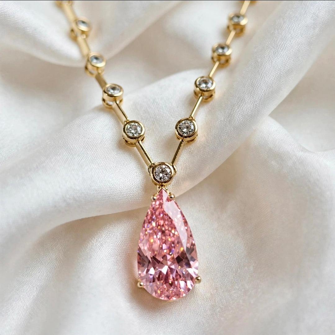 Rosé Teardrop Tennis Necklace