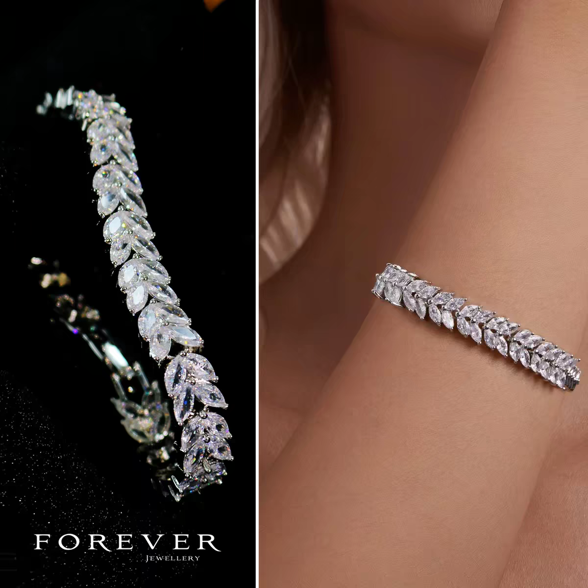 Diamond Leaf Tennis Bracelet